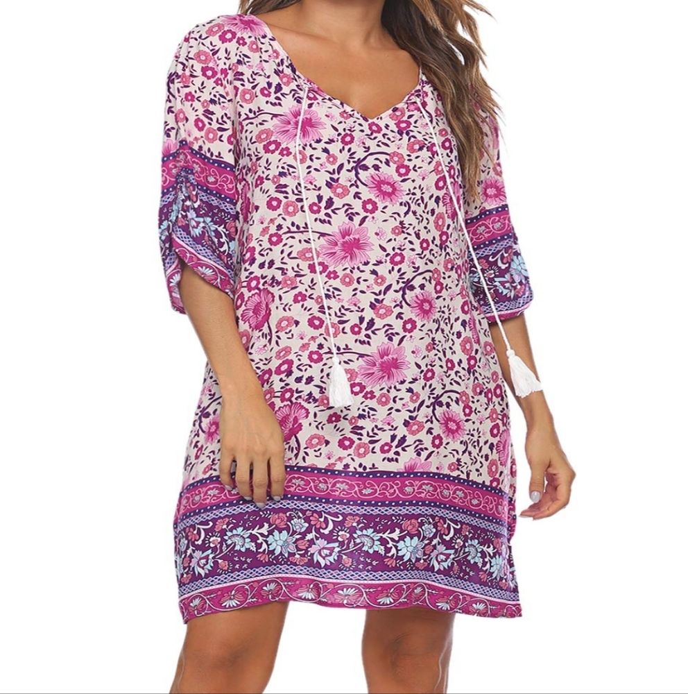 Floral Pink and Purple Dress